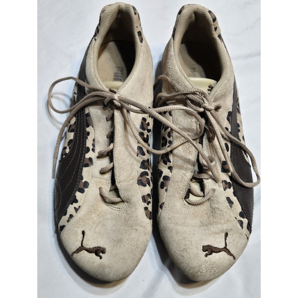 Y2K Puma Future Cat Big Leo Suede Sneakers Print Brown Sz 6 Womens Low Top Rare